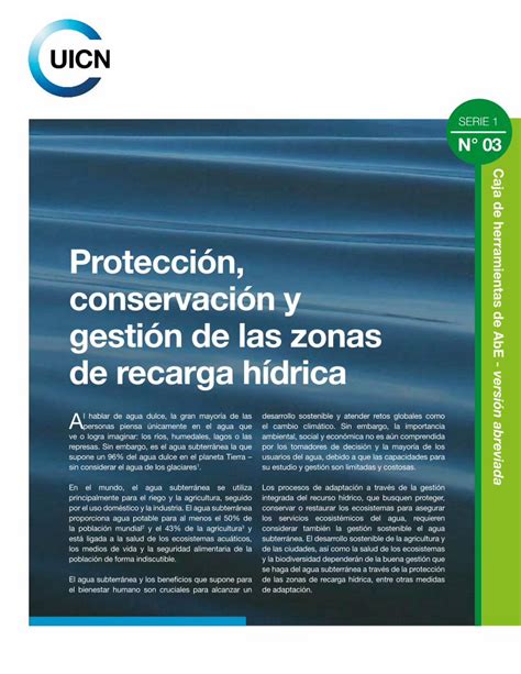 PDF Protección conservación y gestión de las zonas de recarga