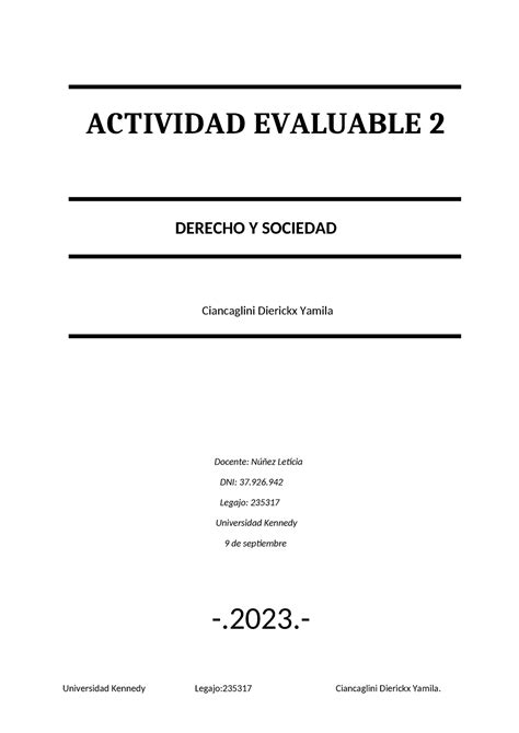 DYS AE2 ACTIVIDAD EVALUABLE 2 ACTIVIDAD EVALUABLE 2 DERECHO Y