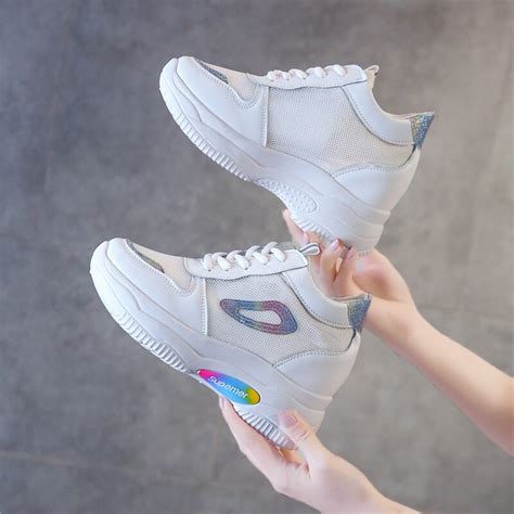 2019 Platform Wedges Womens Sneakers Spring High Quality Mesh