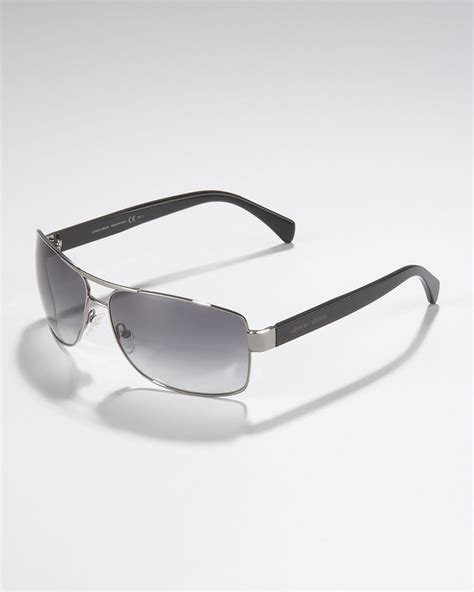 Lyst Giorgio Armani Square Metal Sunglasses Dark Ruthenium In Gray For Men