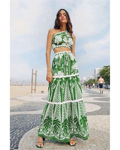 FARM Rio Off White Macaw Elegance Maxi Skirt In Green Lyst