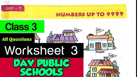 Dav Class 3 Maths Chapter 1 Worksheet 3 All Questions Youtube