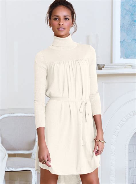 Victorias Secret Knit Turtleneck Dress In White Ivory Lyst