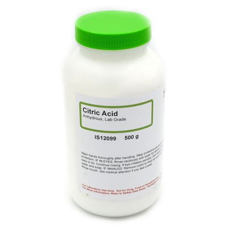 Anhydrous Laboratory Grade Citric Acid 500g The Curated Chemical Collection