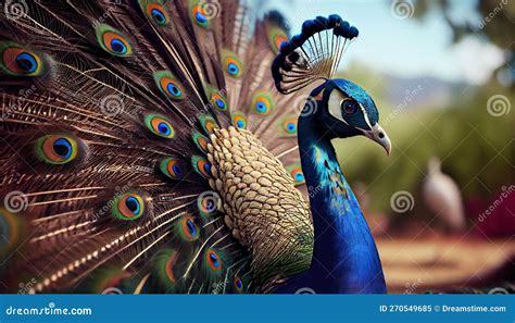 A Magnificent Peacock Displays Its Feathers Against The Backdrop Of A Brilliant Rainbow Royalty