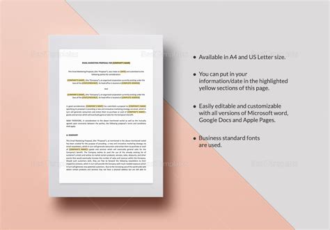 email marketing proposal template  word google docs apple pages