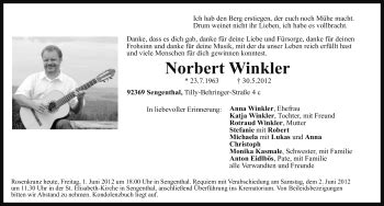 Traueranzeigen Von Norbert Winkler Trauer Nn De