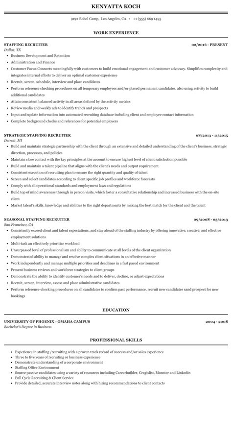 Staffing Recruiter Resume Sample