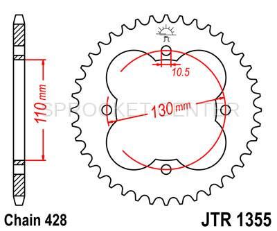 JT Sprockets JTR 1355 428 Pitch Steel Rear Sprocket HONDA TRX 90