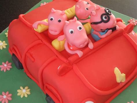 Peppa pig car cake. sponge cake with butter cream and jam. | Peppa pig ...