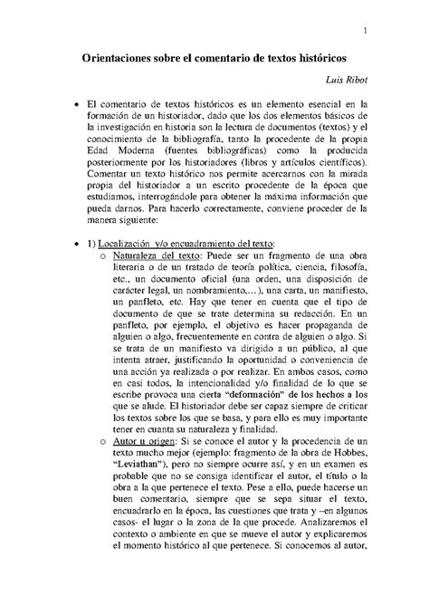 Comentario De Textos 1 Orientaciones Sobre El Comentario De Textos