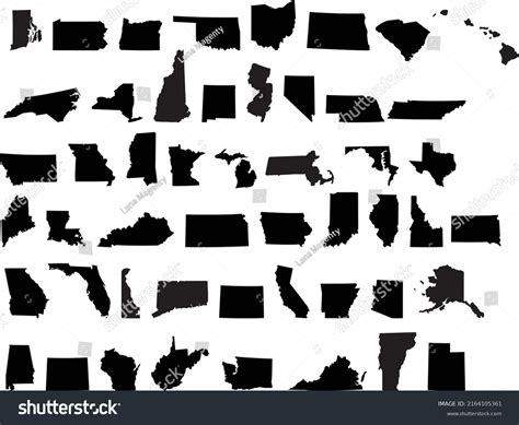 States America Usa Outline States All Stock Vector (Royalty Free) 2164105361 | Shutterstock