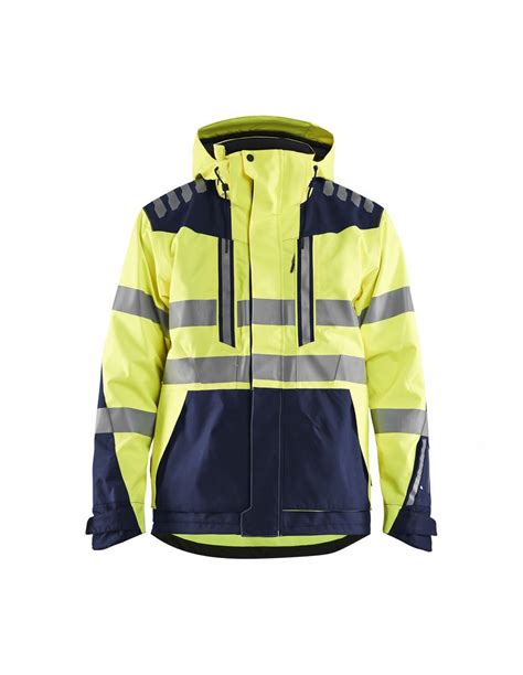 Veste Hardshell Stretch D Haute Visibilit Jaune Fluo Marine