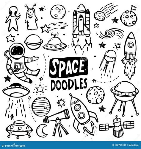 Ufo And Aliens Doodles Stock Vector Illustration Of Cartoon