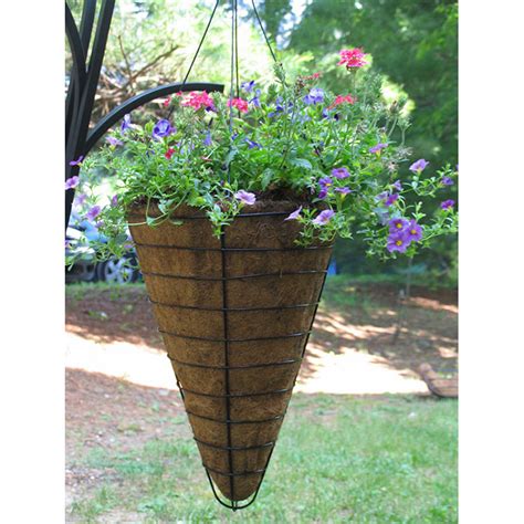 12 Grower Cone Hanging Planter With AquaSav Coco Liner Wire Hanger