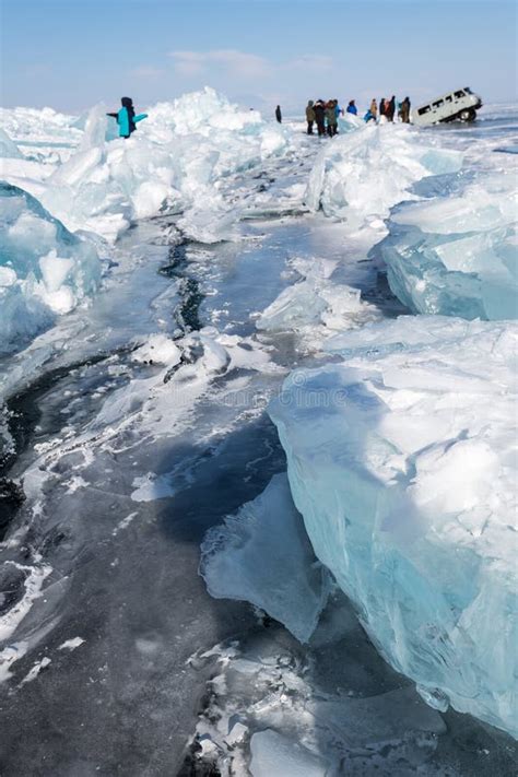 Ice of Lake Baikal editorial stock image. Image of shore - 275884824