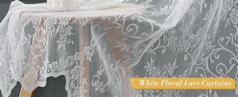 Amazon Wubodti Inch White Lace Curtains With Valances Panel