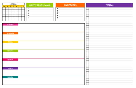 Planner Semanal para Imprimir 7 Modelos Grátis Excel Easy