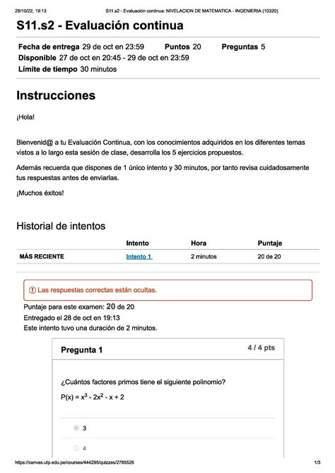 S11 s2 Evaluación continua Nivelacion DE Matematica Nivelacion de