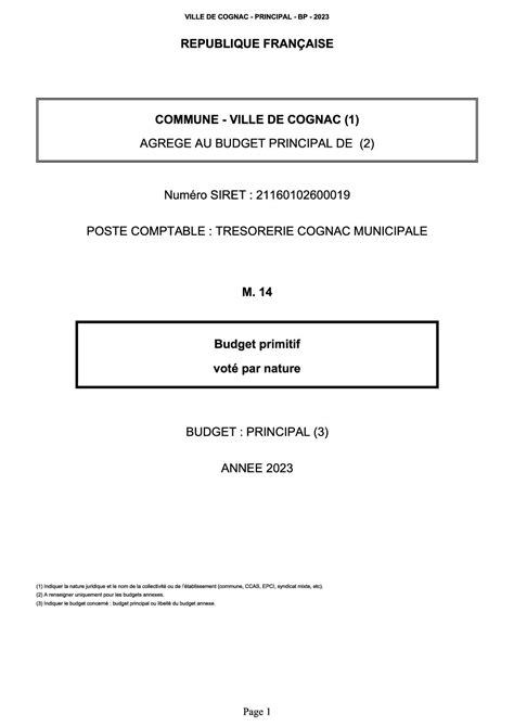 Calam O Ville De Cognac Budget Primitif A