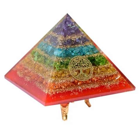 Multicolor Seven Chakra Onex Orgone Tree Of Life Pyramid For Healing