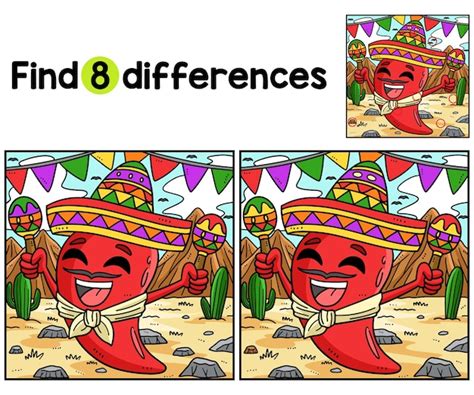 Cinco de mayo jalapeño encuentra las diferencias Vector Premium