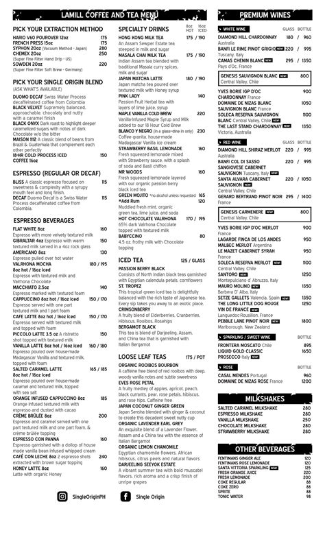 Single Origin Menu Clickthecity Food And Drink