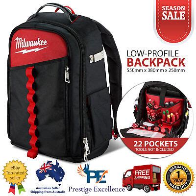 Milwaukee Low Profile Backpack 22 Pockets Easy Carry Laptop Tool ...