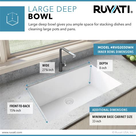 Ruvati X Inch Granite Composite Undermount Single Bowl Kitchen