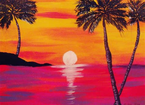 Art for Life 4 kids: Sunset, Acrylic on a canvas.