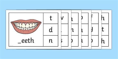 Initial Sounds Body Parts Matching Peg Game Teacher Made