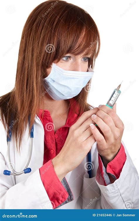 Female Doctor With Injection Royalty Free Stock Image Image