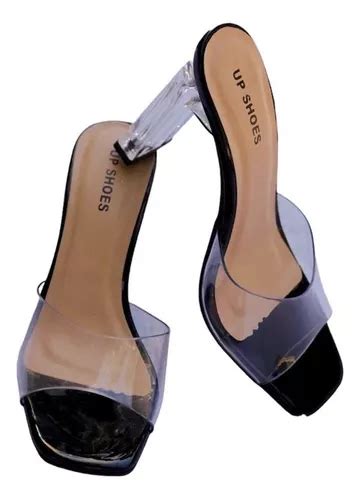 Tamanco Mule Cristal Transparente Salto Régua Up Shoes Parcelamento