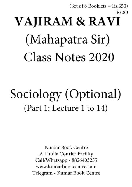 Set Of 8 Booklets Sociology Optional Handwrittenclass Notes 2020