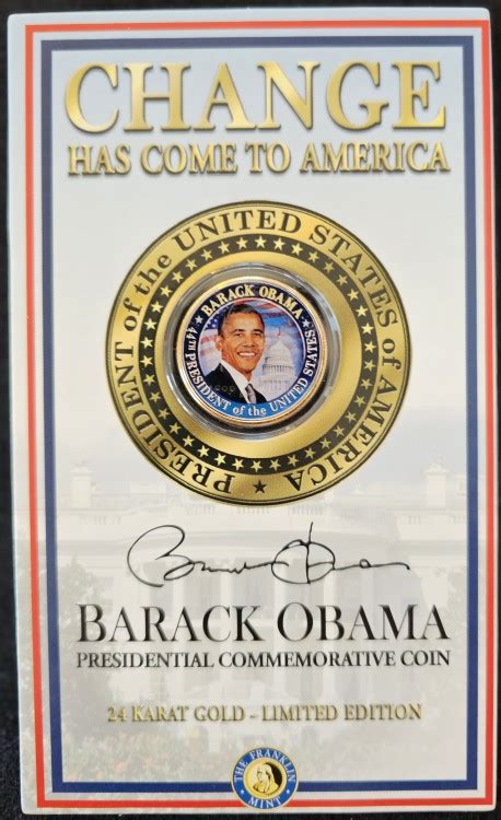 Barack Obama Gold Plated Coin Limited Edition Presidential