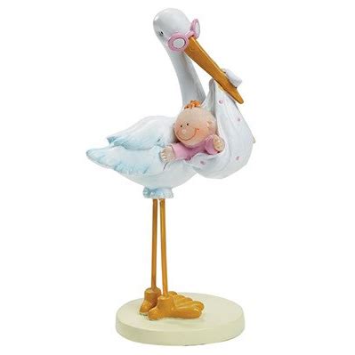 Figur Stork Baby Pige Figur Lyserød Barnedåb Kagefigur