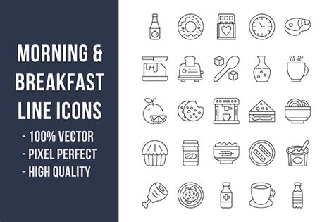 Premium Vector Morning And Breakfast Line Icons