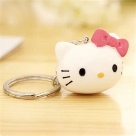 Hello Kitty Keychain Cartoon Pink Cat Key Chain Ring Cute Anime Keyring Girls Key Charm Ceramics