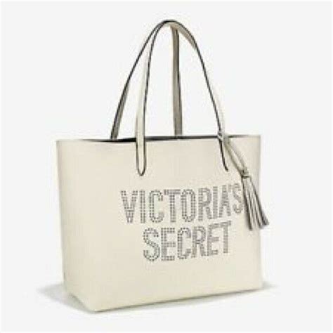 Victoria Secret White Leather Tote With Logo New 2017 Victoriassecret