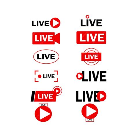 Premium Vector Live Streaming Icon Set Red Symbols And Live Broadcast