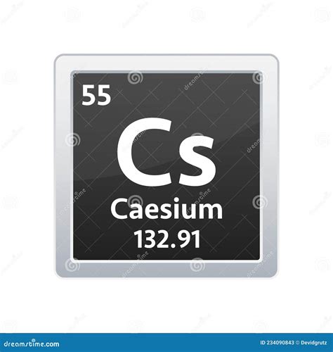 Caesium Symbol Chemical Element Of The Periodic Table Vector Stock