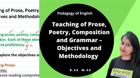 Teaching Of Prose Poetry Composition And Grammar Objective And