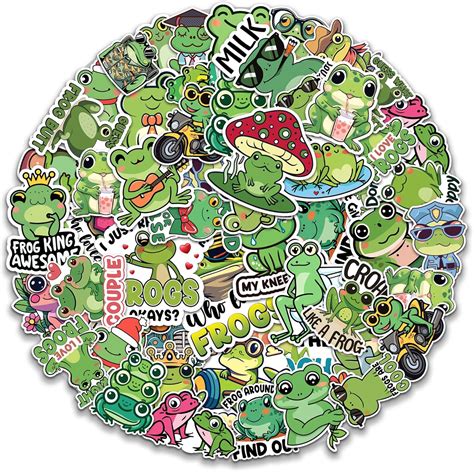 Monizy Frog Stickers 50 Pieces Vinyl Waterproof Decal For