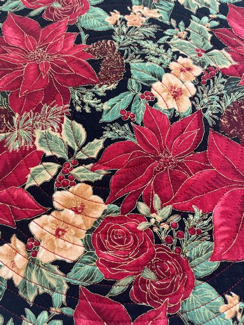 Poinsettias In A Rich Christmas Design On Round Placemats Etsy