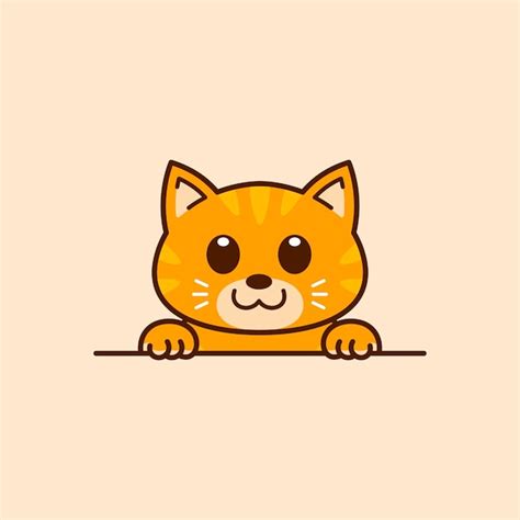 Premium Vector Cute Peeking Tabby Cat Vector Illustration