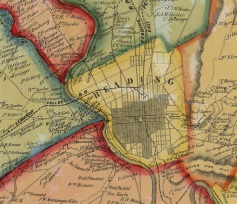 1860 Map Of Berks County Pa Reading Large 35 X 40 Map Etsy