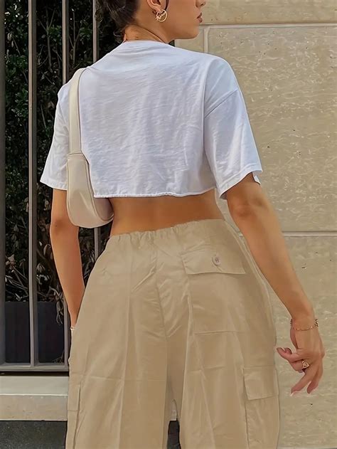 Y2k Loose Drawstring Cargo Pants Casual Pocket High Waist Temu