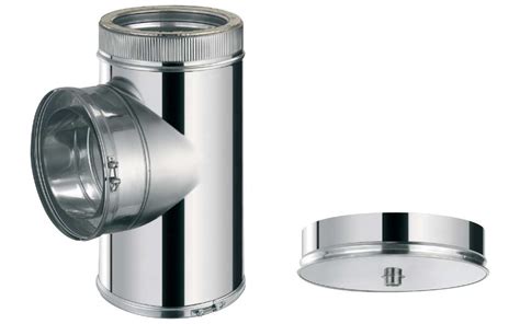 TÉ BUSE INOX DOUBLE PAROI 90 BOUCHON 10066010 Fumisterie Buses Inox