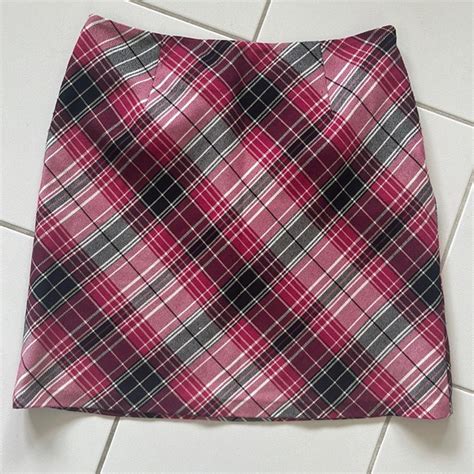 Boutique Europa Skirts Pinkblack Plaid Skirt Wside Zipper Poshmark