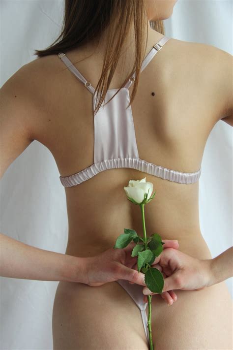 Pink Silk Lingerie Set Silk Bralette Thong Silk Satin Etsy